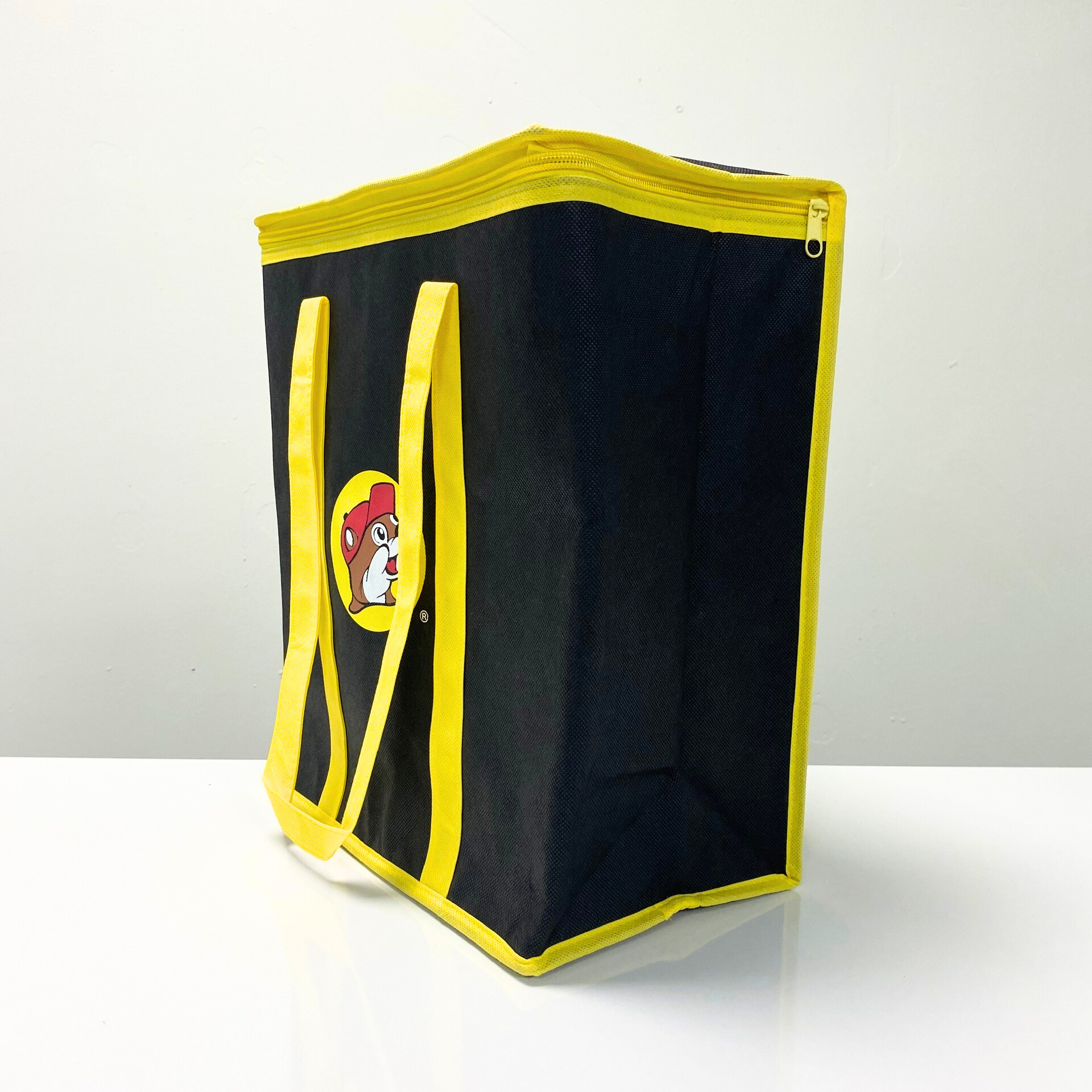 REUSEABLE BLACK WOVEN COOLER BAG WITH ZIPPER – K010